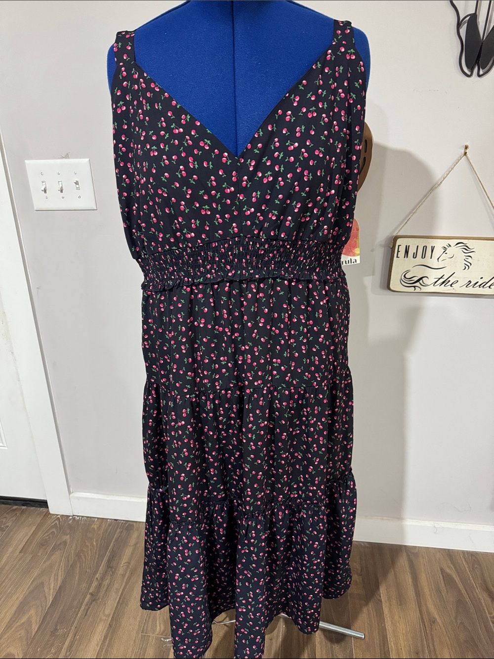 ARULA Black Maxi Dress with Pink Floral Print